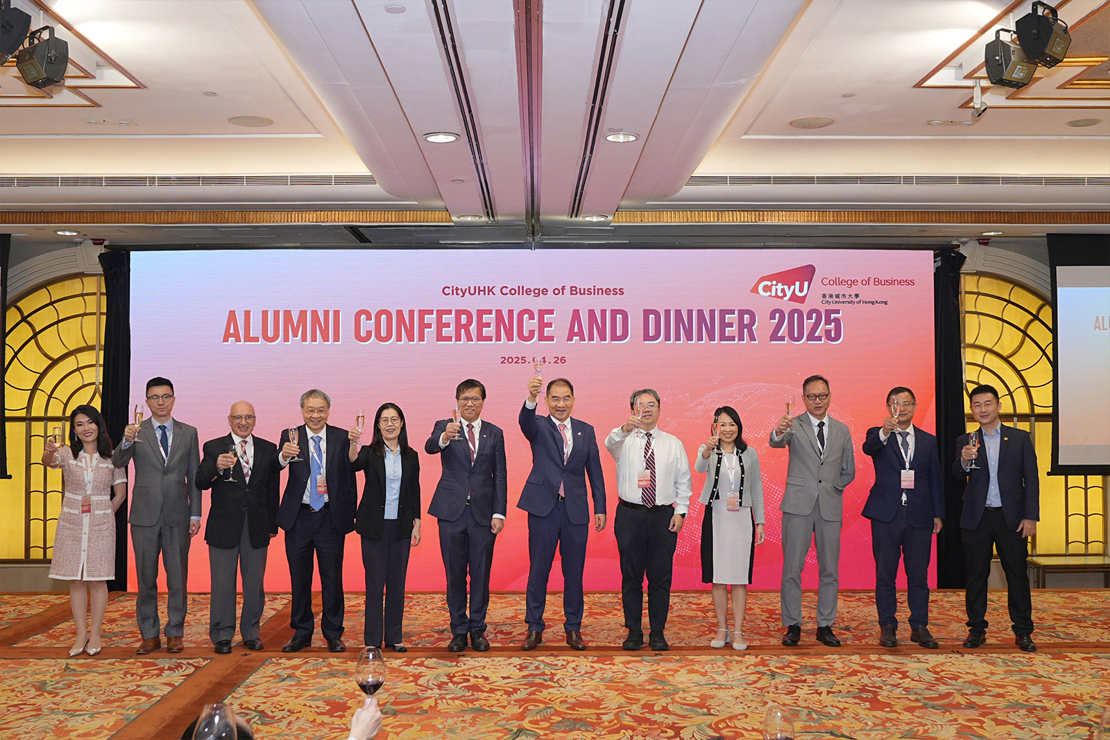 Group photo of the CityUHK and CB management team at the toasting session. (From left)